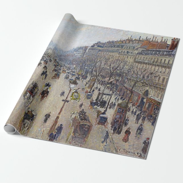 Papel De Presente Camille Pissarro - Boulevard Montmartre, manhã (Desenrolado)