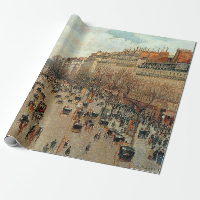 Papel De Presente Camille Pissarro Boulevard Montmartre Painting (Desenrolado)