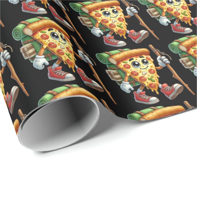 Papel De Presente caminhada legal de festas com pizza (Ponta do rolo)