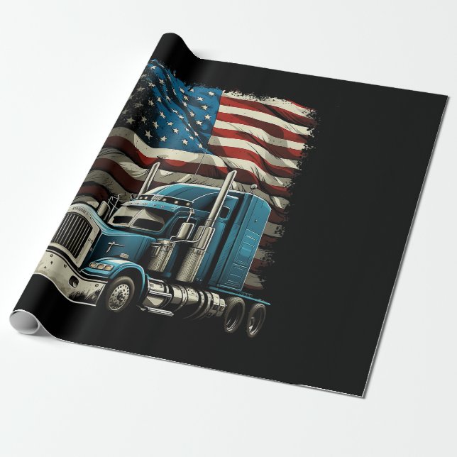 Papel De Presente Caminhante Bandeira Americana Para A Unidade De Ca (Desenrolado)