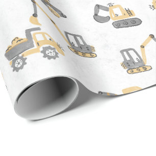 Papel De Presente Caminhão Basculante Em Construção Bebê Menino Esca