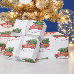 Papel De Presente Caminhão de Bombeiros de Natal Personalizado Moder