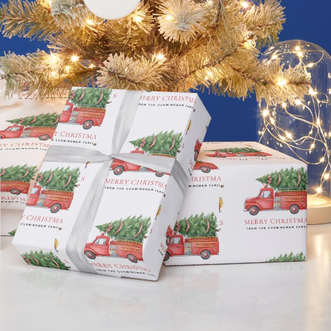 Papel De Presente Caminhão de Bombeiros de Natal Personalizado Moder (Feriados)