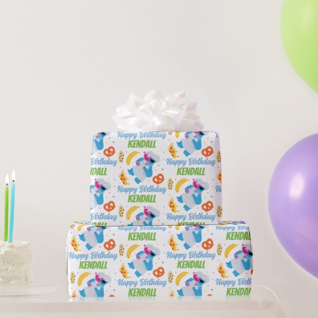 Papel De Presente Caminhão de Comida do Monstro das Cookies da Rua S (Presentes para festas)