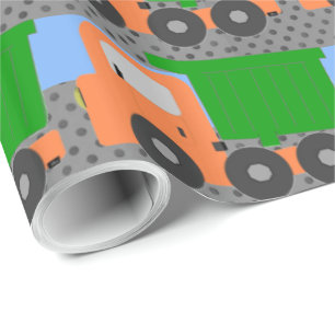 Papel De Presente Caminhão de Despejo Laranja