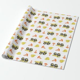 Papel De Presente Caminhão de Entulho em Obra Aniversário Qualquer I