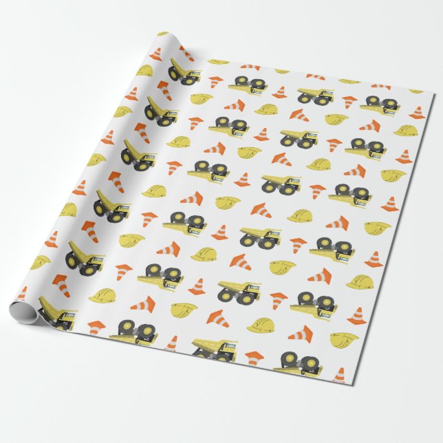Papel De Presente Caminhão de Entulho em Obra Aniversário Qualquer I (Desenrolado)