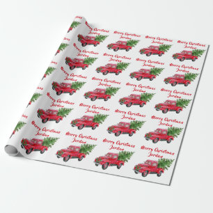 Papel De Presente Caminhão de Fazenda de Árvore de Natal Personali