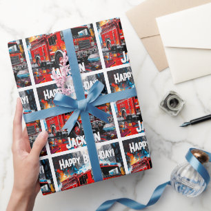 Papel De Presente Caminhão de Fogo na Cidade