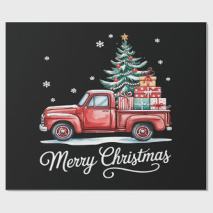 Papel De Presente Caminhão de Natal Alegre Árvore Engraçada Essencia