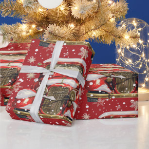 Papel De Presente Caminhão de Vintage com decoração de Natal