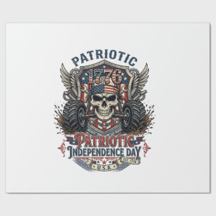 Papel De Presente Caminhão Monstro Patriótico 1776 Off Road Crânio P