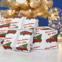 Caminhão vermelho antigo com árvore de Natal perso