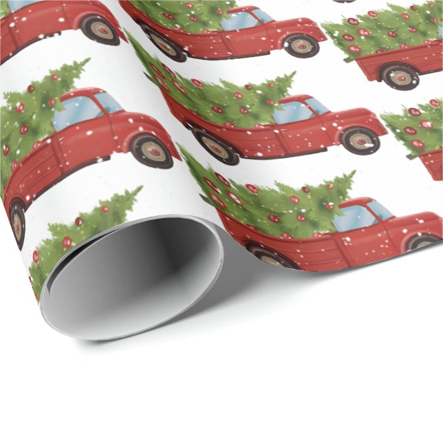 Papel De Presente Caminhão Vermelho com Árvore Natal (Ponta do rolo)