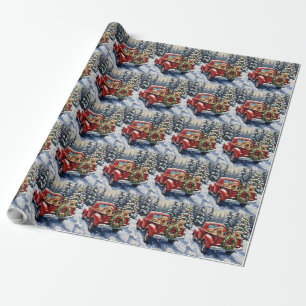 Papel De Presente Caminhão Vermelho de Natal do Terrier Tibetano Fér