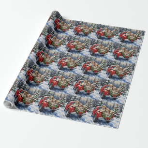 Papel De Presente Caminhão Vermelho de Natal Malti-Tzu Férias
