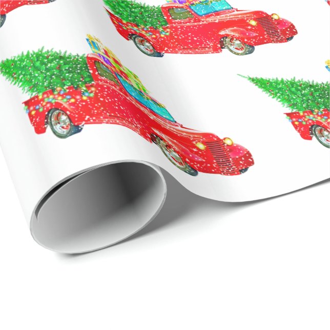 Papel De Presente Caminhão Vermelho-Vermelho-Papel de Molho de Natal (Ponta do rolo)