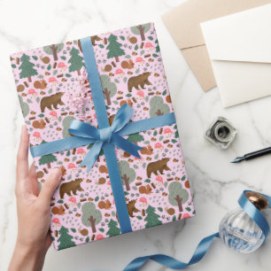 Papel De Presente Caminhe pela floresta em rosa-bebê