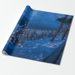 Papel De Presente Caminho das florestas na noite de inverno