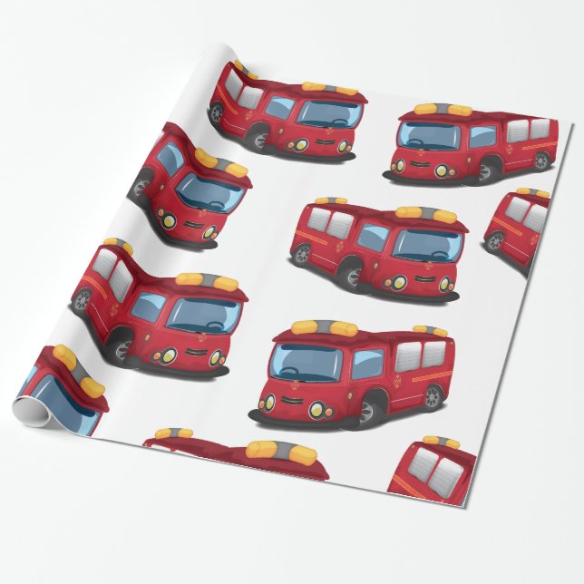 Papel De Presente Caminhões de bombeiros (Desenrolado)