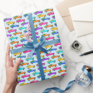 Papel De Presente Caminhões de Natal Lindos Árvores Presente de Nata