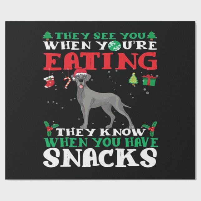 Papel De Presente Camisa Clássica de Natal divertida com Great Dane (Aberto)