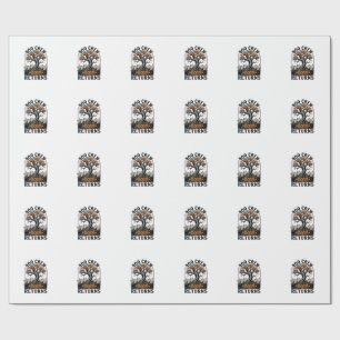 Papel De Presente Camisa da Árvore de Halloween Vintage Abóbora Assu