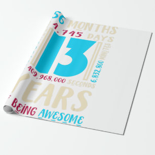 Papel De Presente Camisa de aniversário de 13 para crianças com 13 a