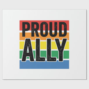 Papel De Presente Camisa de Apoio ao Orgulho Vintage Proud Ally Desi