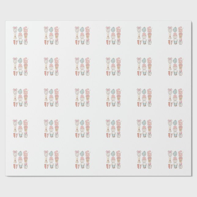 Papel De Presente Camisa de Assistente Dentária da Páscoa Bunny Dent (Aberto)