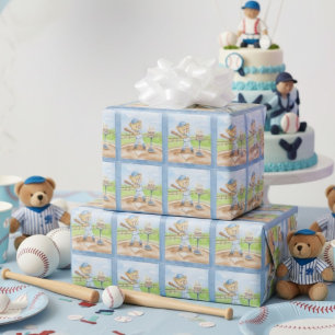 Papel De Presente Camisa de Boliche de Aniversário Urso de Pelúcia B