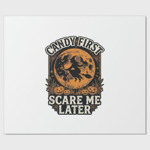 Papel De Presente Camisa de Bruxa de Halloween Doce Assustador Gravu