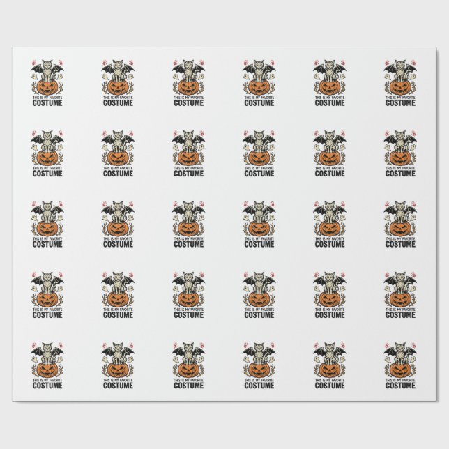 Papel De Presente Camisa de Design de Fantasia de Gato de Abóbora de (Aberto)