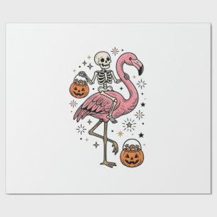 Papel De Presente Camisa de Doce de Halloween de Flamingo Montando E