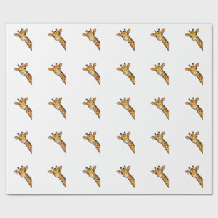Papel De Presente Camisa de Girafa Olhando de Esquina com Desenho de
