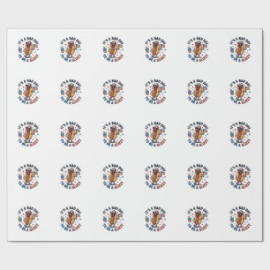 Papel De Presente Camisa de Gravura Vintage de Cachorro-Quente Patri