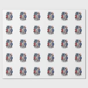 Papel De Presente Camisa de Gravura Vintage Patriótica de 250 Anos J