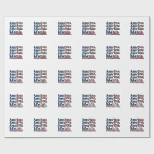 Papel De Presente Camisa de Gravura Vintage Patriótica Mama American
