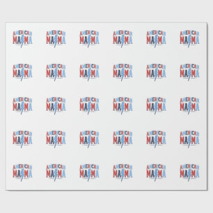 Papel De Presente Camisa de Gravura Vintage Patriótica Mama American