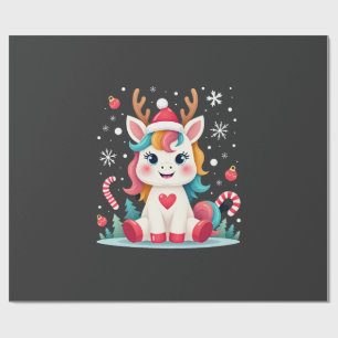 Papel De Presente Camisa de Natal Fofo Meninas Mulheres Xmas Unicórn