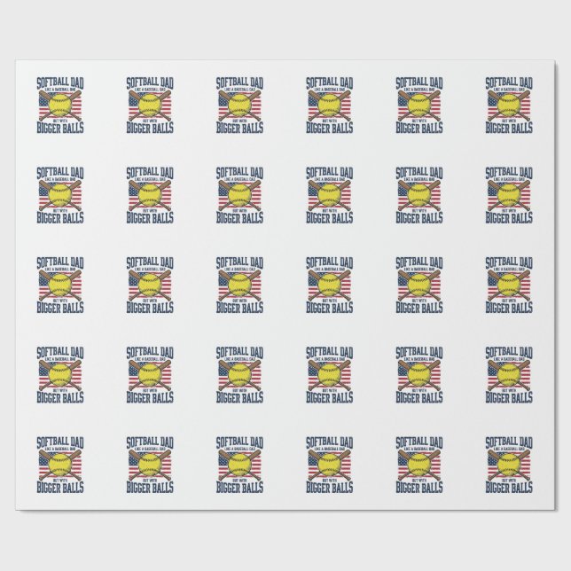 Papel De Presente Camisa de Pai de Softbol Antigo Bolas Maiores Desi (Aberto)