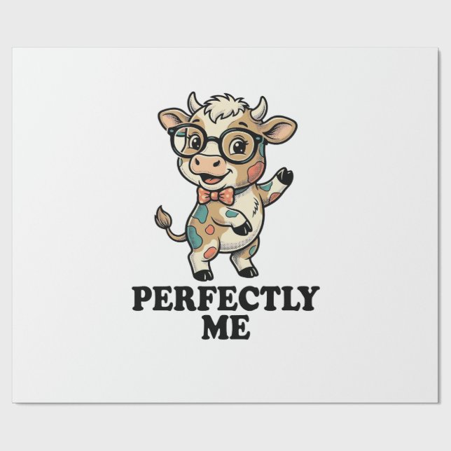 Papel De Presente Camisa de Vaca Fofa com Óculos Vibrações Perfeitas (Aberto)