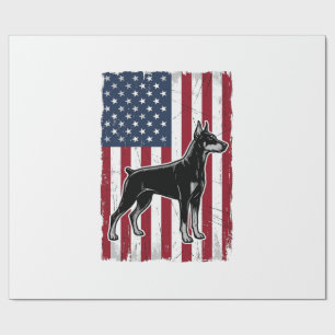 Papel De Presente Camisa de Vetor Vintage de Cão Patriótico Bandeira