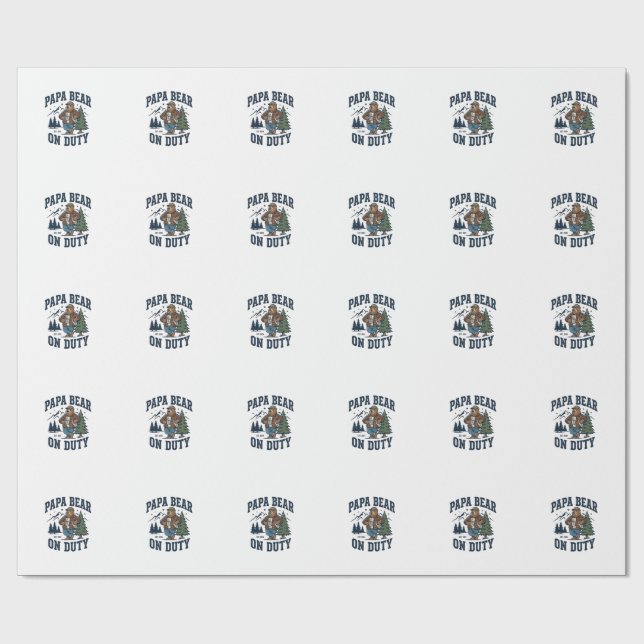 Papel De Presente Camisa do Dia dos Pais Papai Urso de Serviço Roupa (Aberto)