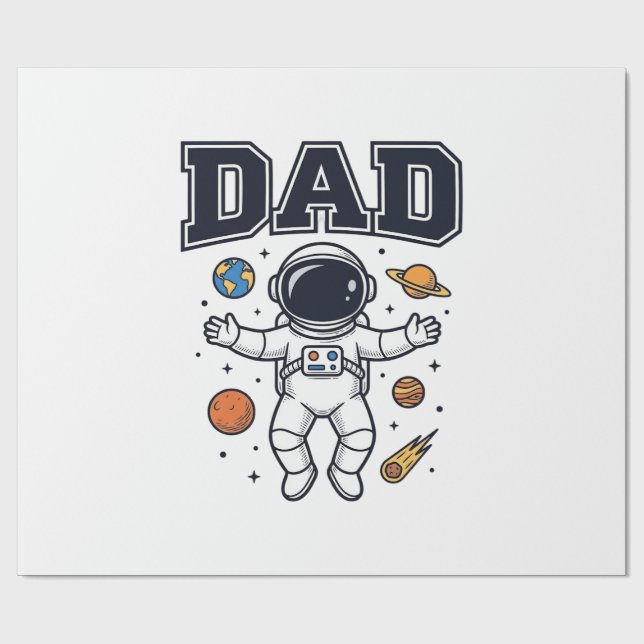 Papel De Presente Camisa do Papai Astronauta Espaço Vetor Design_1 (Aberto)