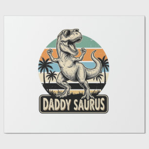 Papel De Presente Camisa do pôr do sol do dinossauro retrô do papai