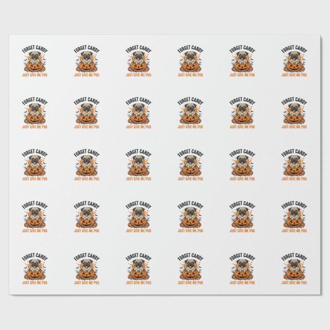 Papel De Presente Camisa engraçada de Pug de Halloween Esqueci Desig (Aberto)