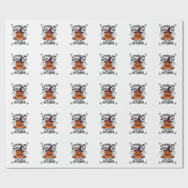 Papel De Presente Camisa Estranha de Halloween Com Fantasmas de Abób (Aberto)
