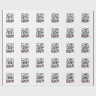 Papel De Presente Camisa Patriótica Coroa Liberdade Vintage América