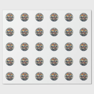 Papel De Presente Camisa Patriótica Tio Sam Gato Pôr do Sol Retrô (5